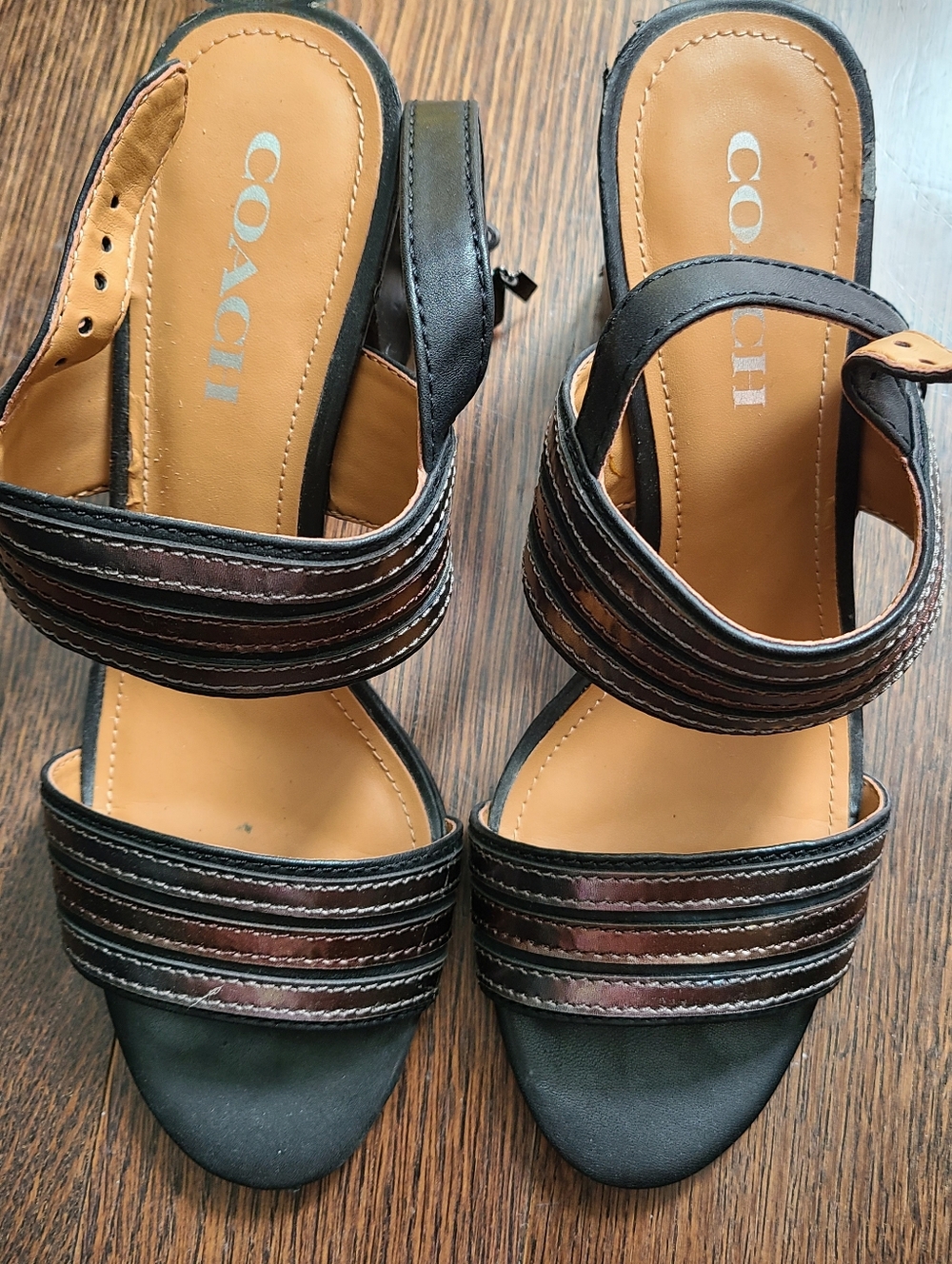 Coach Princeton Metallic Leather Heeled Sandals